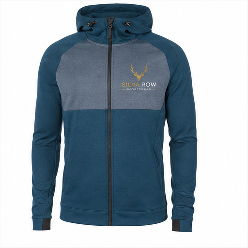 Silva Row Men Sea Blue Hoodie