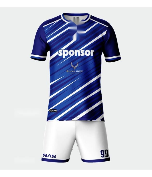 Pro White & Blue Soccer Uniform